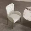 Oakic White PU Leather Upholstered Dining Chair Modern Tufted Wingback Chair 6-Pieces