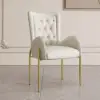 Picture of Oakic White PU Leather Upholstered Dining Chair Modern Tufted Wingback Chair 8-Pieces