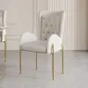 Picture of Oakic White PU Leather Upholstered Dining Chair Modern Tufted Wingback Chair 8-Pieces