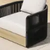 Costra 4-Piece Outdoor Rope Weave Swivel Sofa Set with Coffee Table in Black for 6