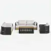 Costra 4-Piece Outdoor Rope Weave Swivel Sofa Set with Coffee Table in Black for 6