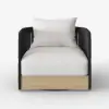 Costra 4-Piece Outdoor Rope Weave Swivel Sofa Set with Coffee Table in Black for 6