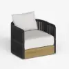Costra 4-Piece Outdoor Rope Weave Swivel Sofa Set with Coffee Table in Black for 6