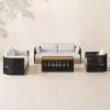 Costra 4-Piece Outdoor Rope Weave Swivel Sofa Set with Coffee Table in Black for 6