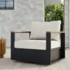 Tevara Outdoor Teak & Aluminium Swivel Lounge Chair in White – Dark Grey