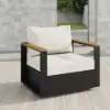 Tevara Outdoor Teak & Aluminium Swivel Lounge Chair in White – Dark Grey