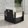 Tevara Outdoor Teak & Aluminium Swivel Lounge Chair in White – Dark Grey