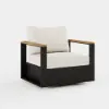 Tevara Outdoor Teak & Aluminium Swivel Lounge Chair in White – Dark Grey