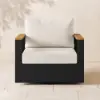 Tevara Outdoor Teak & Aluminium Swivel Lounge Chair in White – Dark Grey