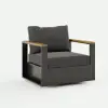 Tevara Outdoor Teak & Aluminium Swivel Lounge Chair in Grey