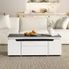 Modern Sintered Stone Lift-Top Coffee Table with Drawers – Matte Black