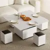 Modern Sintered Stone Lift-Top Coffee Table with Drawers – Matte Black