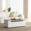 Modern Sintered Stone Lift-Top Coffee Table with Drawers – Matte Black