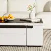 Modern Sintered Stone Lift-Top Coffee Table with Drawers – Matte Black