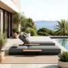 Tevara Outdoor Teak & Aluminium Adjustable Lounge Chaise in Grey