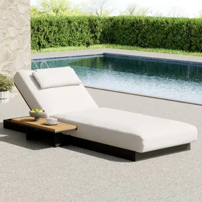 Tevara Outdoor Teak & Aluminium Adjustable Lounge Chaise in White