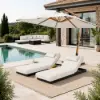 Tevara Outdoor Teak & Aluminium Adjustable Lounge Chaise in White