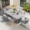 Picture of 9-Piece Outdoor Extendable Dining Set with Aluminum Table and 8 Woven Chairs in Grey