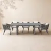 Picture of 9-Piece Outdoor Extendable Dining Set with Aluminum Table and 8 Woven Chairs in Grey