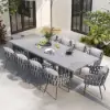 11-Piece Outdoor Extendable Dining Set with Aluminium Table and 10 Woven Chairs in Gray