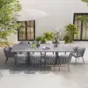 11-Piece Outdoor Extendable Dining Set with Aluminium Table and 10 Woven Chairs in Gray