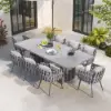 11-Piece Outdoor Extendable Dining Set with Aluminium Table and 10 Woven Chairs in Gray
