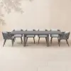 11-Piece Outdoor Extendable Dining Set with Aluminium Table and 10 Woven Chairs in Gray