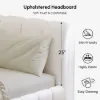 Humply Modern Queen White Leather Upholstered Bed Frame