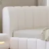 Humply Modern Queen White Leather Upholstered Bed Frame