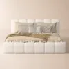 Humply Modern Queen White Leather Upholstered Bed Frame