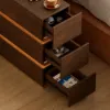 Lumio Walnut 3-Drawer Narrow LED Bedside Table with Charging Station