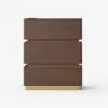 Lumio Walnut 3-Drawer Narrow LED Besidetable with Charging Station, Set of 2