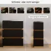 Lumio Black 3-Drawer Narrow LED Bedside Table with Charging Station