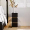 Lumio Black 3-Drawer Narrow LED Bedside Table with Charging Station