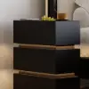Lumio Black 3-Drawer Narrow LED Bedside Table with Charging Station