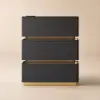 Lumio Black 3-Drawer Narrow LED Bedside Table with Charging Station