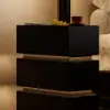 Lumio Black 3-Drawer Narrow LED Besidetable with Charging Station, Set of 2