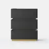 Lumio Black 3-Drawer Narrow LED Besidetable with Charging Station, Set of 2