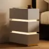 Lumio White 3-Drawer Narrow LED Bedside Table with Charging Station