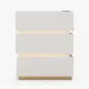 Lumio White 3-Drawer Narrow LED Bedside Table with Charging Station