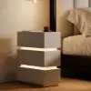 Lumio White 3-Drawer Narrow LED Besidetable with Charging Station, Set of 2