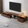 Fero Mid Century Extendable Walnut TV Stand & Block Coffee Table Set