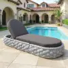 Cocaro Outdoor Aluminium & Rope Weave Adjustable Chaise Lounge in Grey