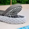 Cocaro Outdoor Aluminium & Rope Weave Adjustable Chaise Lounge in Grey