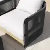Costra 3-Piece Outdoor Rope Weave Swivel Sofa Set with Coffee Table in Black for 4