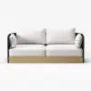 Costra 3-Piece Outdoor Rope Weave Swivel Sofa Set with Coffee Table in Black for 4