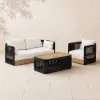 Costra 3-Piece Outdoor Rope Weave Swivel Sofa Set with Coffee Table in Black for 4