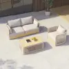 Costra 3-Piece Outdoor Rope Weave Swivel Sofa Set with Coffee Table in Ivory for 4