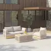 Costra 3-Piece Outdoor Rope Weave Swivel Sofa Set with Coffee Table in Ivory for 4