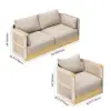Costra 3-Piece Outdoor Rope Weave Swivel Sofa Set with Coffee Table in Ivory for 4